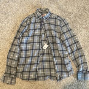 Johnnie-o Medium gray and navy flannel long sleeve shirt